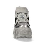 Chaussures Plateformes New Rock Tank en Cuir Argenté