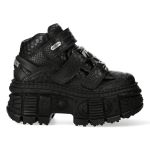 Black Python New Rock Tank Platform Shoes