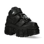 Black Python New Rock Tank Platform Shoes