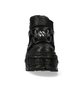 Chaussures Plateformes New Rock Tank en Cuir Python Noir
