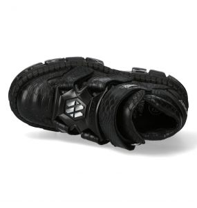 Chaussures Plateformes New Rock Tank en Cuir Python Noir