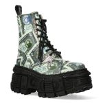 Green 'One Dollar' New Rock Tank Platform Ankle Boots