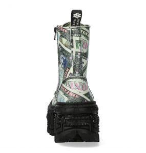 Green 'One Dollar' New Rock Tank Platform Ankle Boots