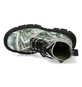 Green 'One Dollar' New Rock Tank Platform Ankle Boots