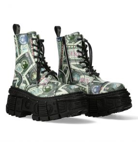 Green 'One Dollar' New Rock Tank Platform Ankle Boots