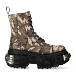 Bottines Plateformes New Rock Tank Power en Camouflage Kaki