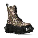 Khaki Camouflage New Rock Tank Power Platform Ankle Boots