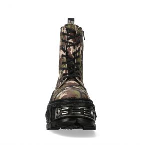 Khaki Camouflage New Rock Tank Power Platform Ankle Boots