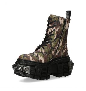 Bottines Plateformes New Rock Tank Power en Camouflage Kaki