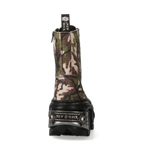 Bottines Plateformes New Rock Tank Power en Camouflage Kaki