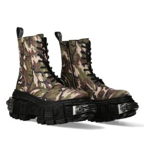 Khaki Camouflage New Rock Tank Power Platform Ankle Boots