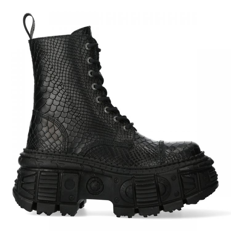 Bottines New Rock Tank Python Noires