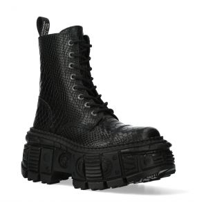 Black Python New Rock Tank Ankle Boots