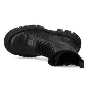 Bottines New Rock Tank Python Noires