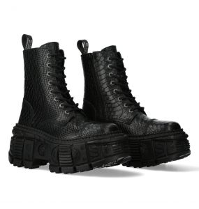 Bottines New Rock Tank Python Noires