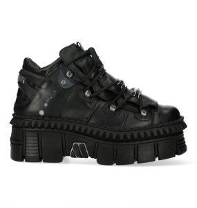 Chaussures Plateformes New Rock Wall en Cuir Noir