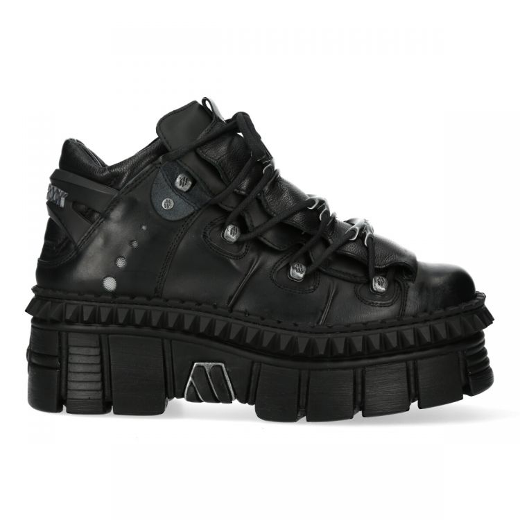 Black Leather New Rock Wall Platform Shoes