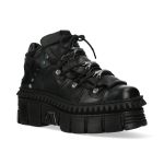 Black Leather New Rock Wall Platform Shoes