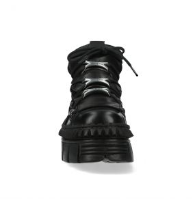 Black Leather New Rock Wall Platform Shoes