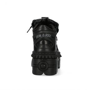 Black Leather New Rock Wall Platform Shoes