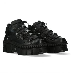 Black Leather New Rock Wall Platform Shoes