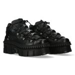 Black Leather New Rock Wall Platform Shoes