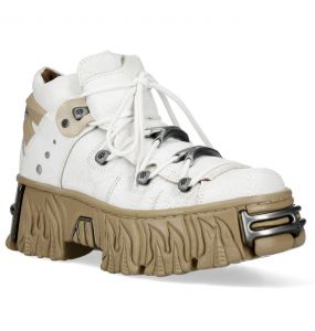Chaussures Plateformes New Rock Fire en Cuir Blanc