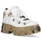 Chaussures Plateformes New Rock Fire en Cuir Blanc
