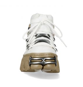 White Leather New Rock Fire Platform Shoes