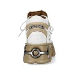 White Leather New Rock Fire Platform Shoes