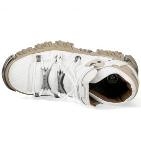 Chaussures Plateformes New Rock Fire en Cuir Blanc