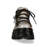 White and Rust Leather New Rock Fire Platform Shoes