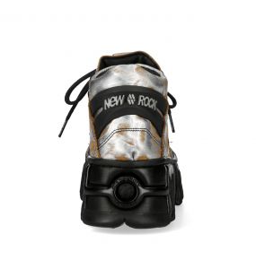 White and Rust Leather New Rock Fire Platform Shoes