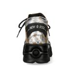 Chaussures Plateformes New Rock Fire en Cuir Blanc et Rouille