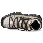 Chaussures Plateformes New Rock Fire en Cuir Blanc et Rouille