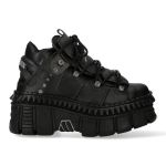 Black Vegan Leather New Rock Metallic Shoes