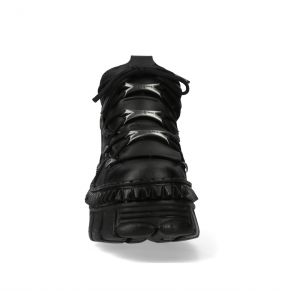 Black Vegan Leather New Rock Metallic Shoes