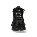 Black Vegan Leather New Rock Metallic Shoes