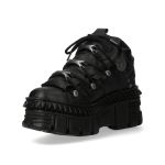 Black Vegan Leather New Rock Metallic Shoes