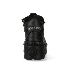 Black Vegan Leather New Rock Metallic Shoes