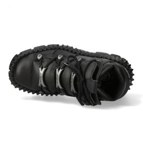 Black Vegan Leather New Rock Metallic Shoes