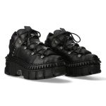Black Vegan Leather New Rock Metallic Shoes