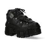 Black Vegan Leather New Rock Tank Power Shoes