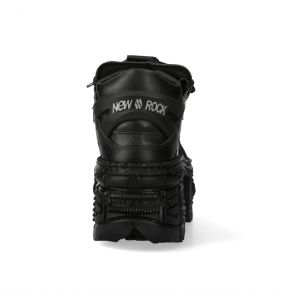 Black Vegan Leather New Rock Tank Power Shoes