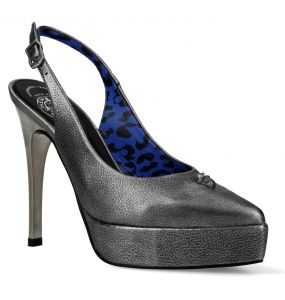 Chaussures New Rock Stiletto en Cuir Argenté