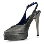 Chaussures New Rock Stiletto en Cuir Argenté