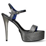 Chaussures New Rock Stiletto en Cuir Argenté