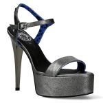 Chaussures New Rock Stiletto en Cuir Argenté