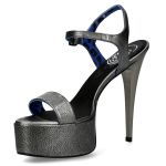 Chaussures New Rock Stiletto en Cuir Argenté