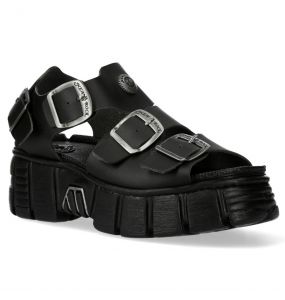 Sandales New Rock Bio en Cuir Vegan Noir